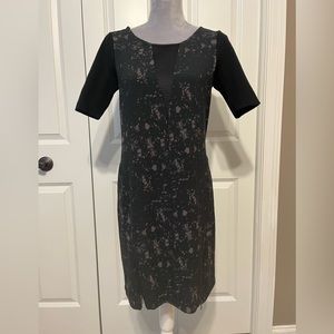 Elie Tahari design nation sexy edgy black dress front zipper mesh Goth Sz SM‎